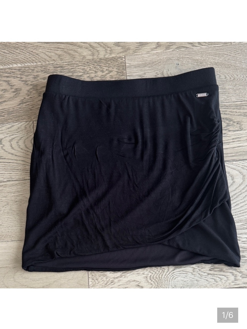 Guess Black Ruched Mini Skirt